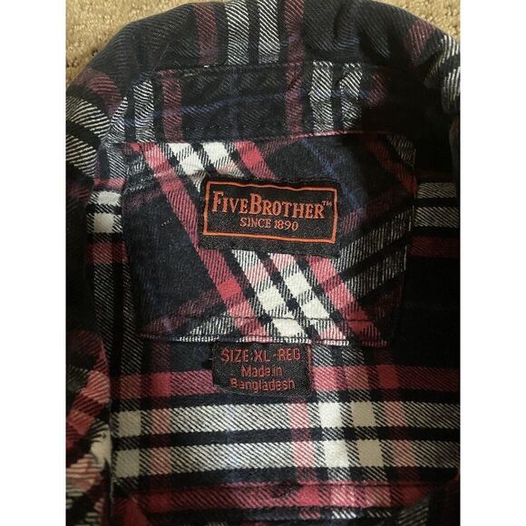 Five Brother Men's Heavy Flannel Button Up Work/Chore/Farm/Outdoor Shirt XL Reg - Picture 5 of 7